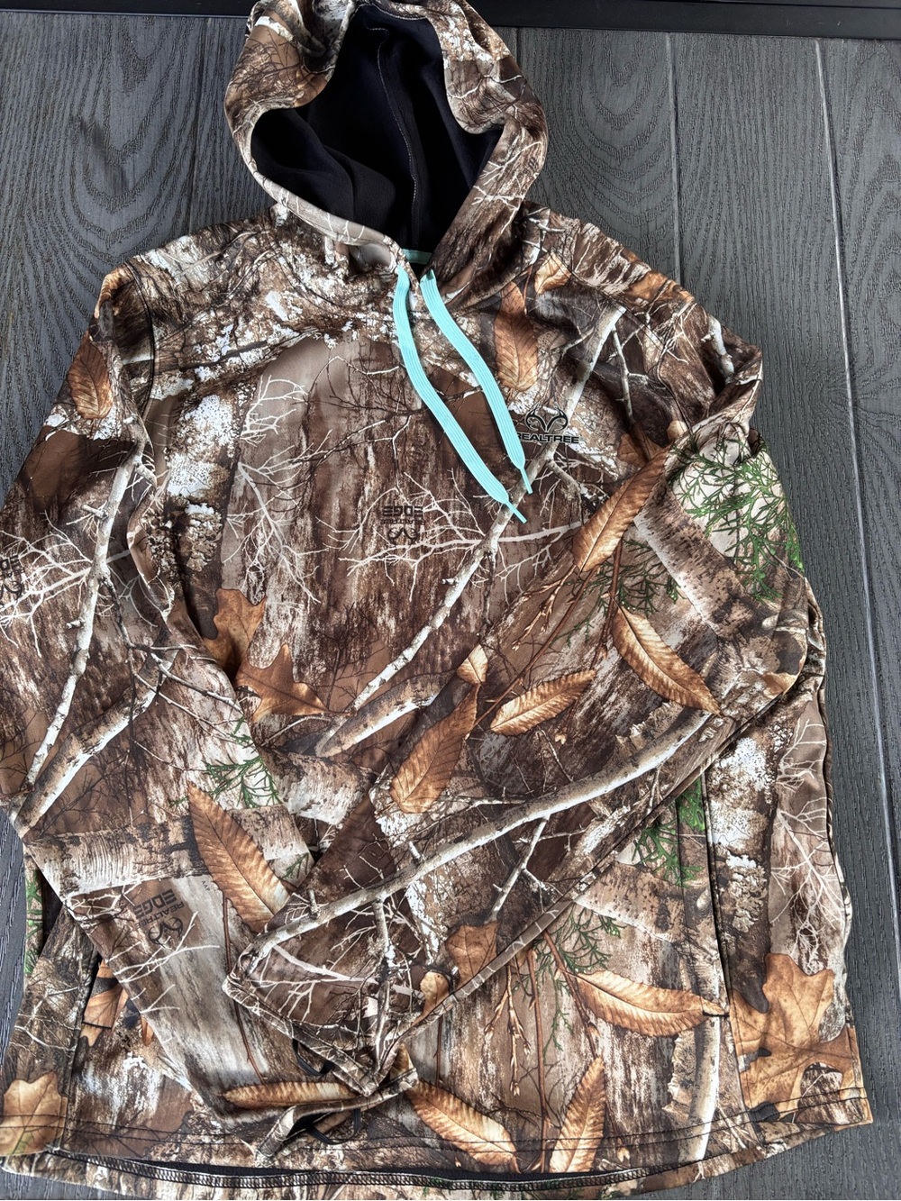 Realtree Edge Camo Woman’s Fleece Hooded Pullover - Brown Camouflage size XL